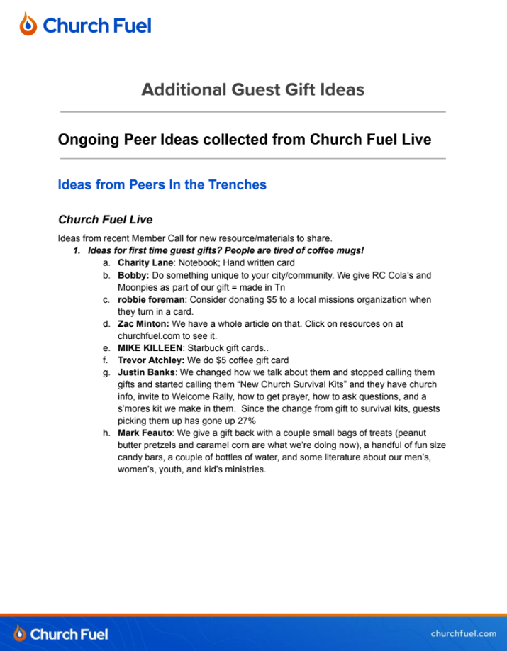 Guest Gift Ideas for Church Members and Visitors.