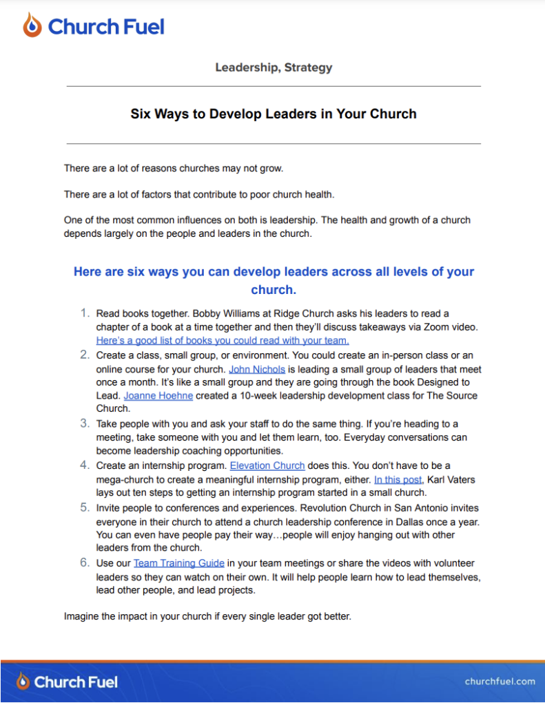 Six Ways to Develop Leaders in Your Church - Church Fuel