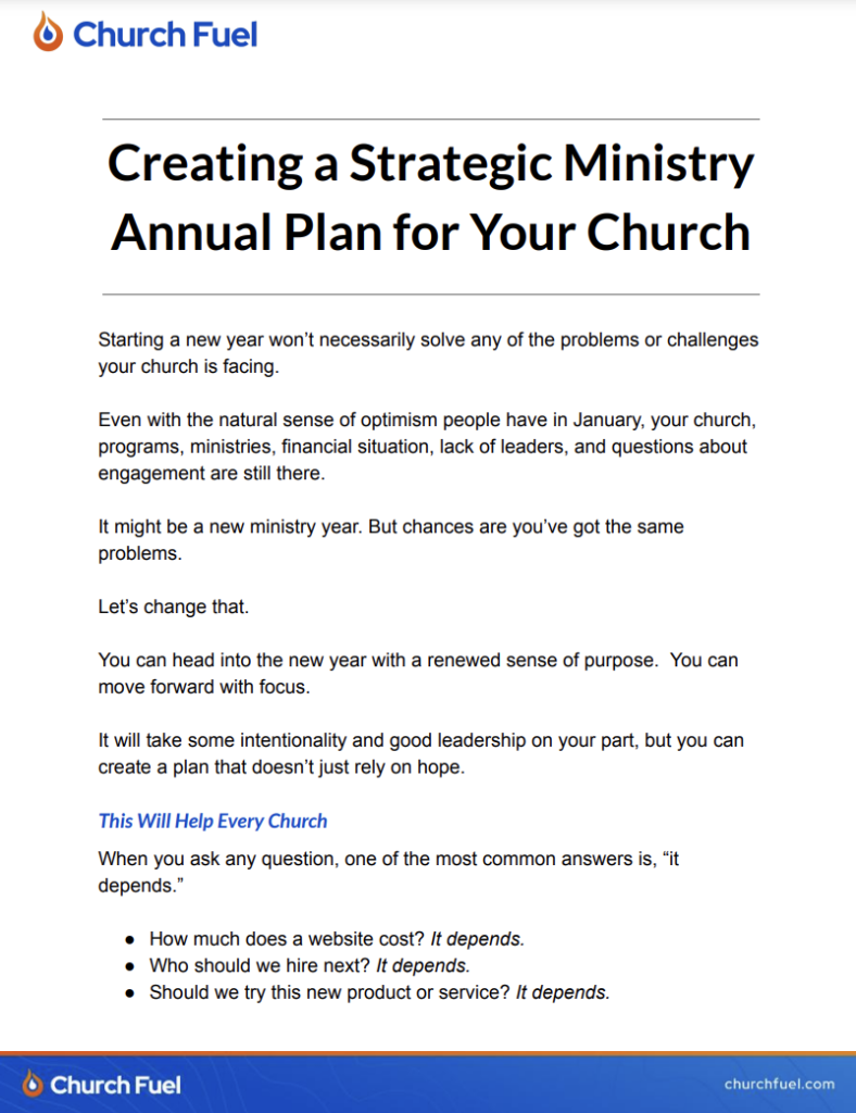 Creating a Strategic Ministry Annual Plan for Your Church - Church Fuel