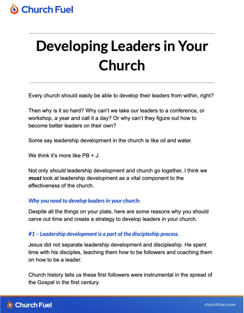 Developing Leaders in Your Church - Church Fuel