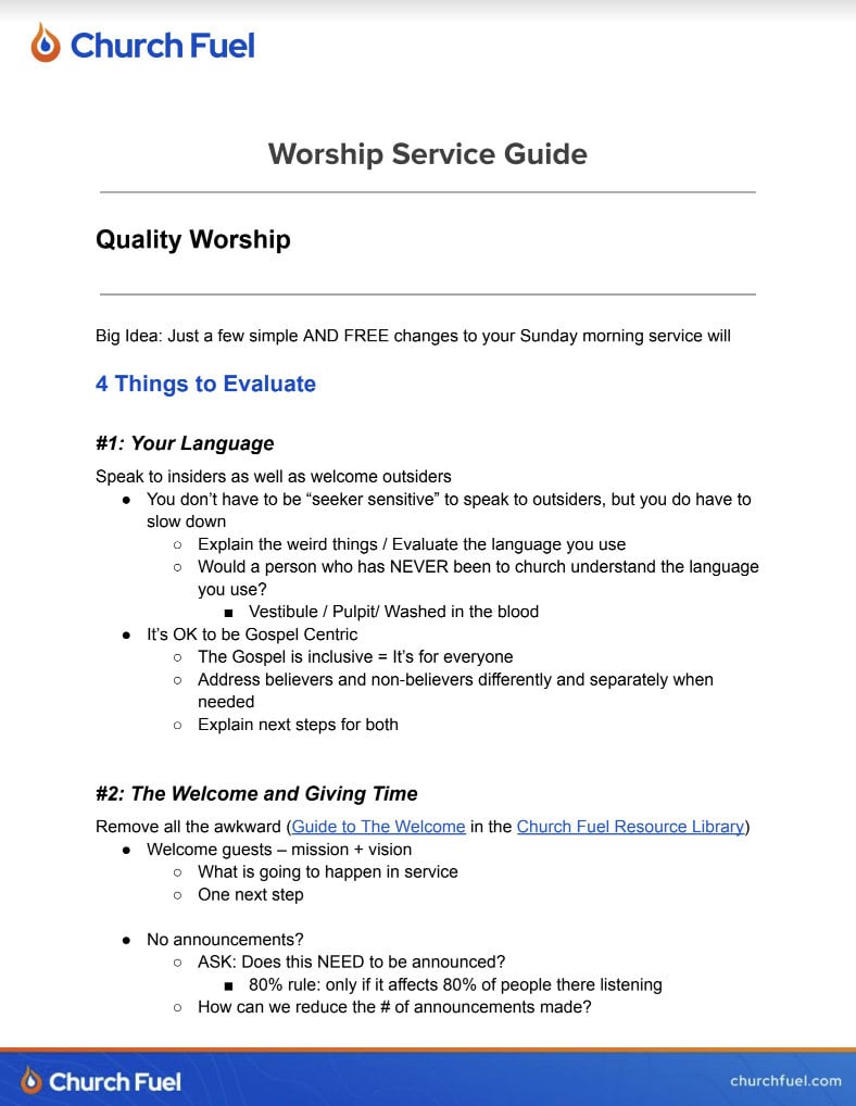 Worship Service Guide - Church Fuel