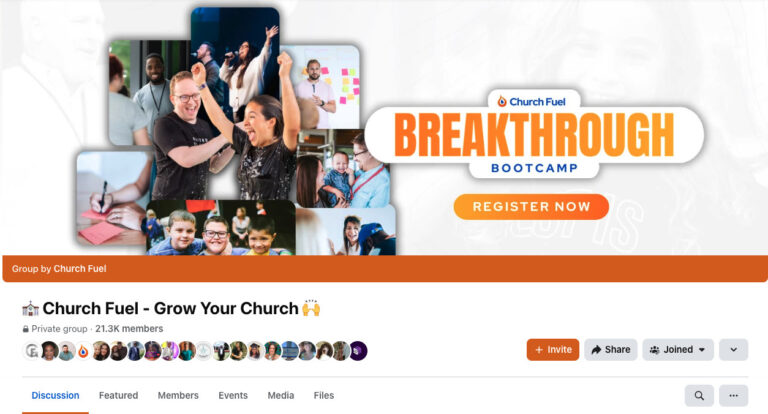 Vibrant church community celebrating faith and growth at a Church Fuel bootcamp event.
