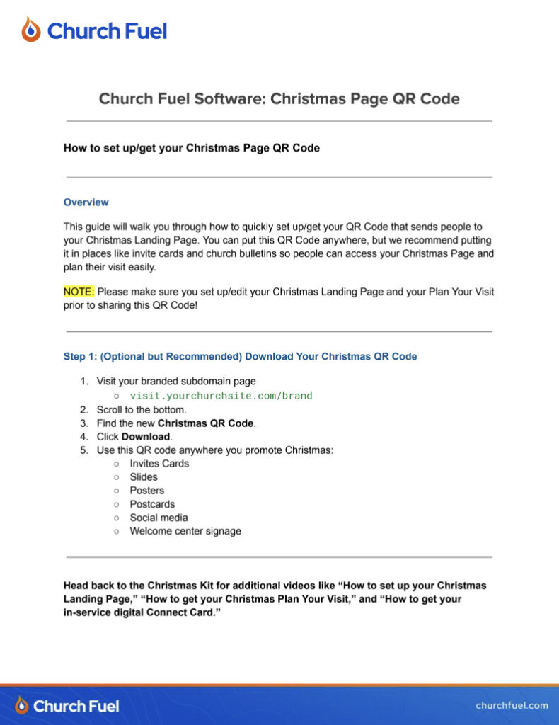 QR code for church Christmas outreach and event promotion.