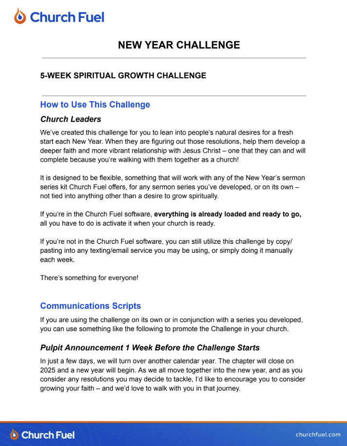 Motivational church growth challenge for spiritual development and engagement.