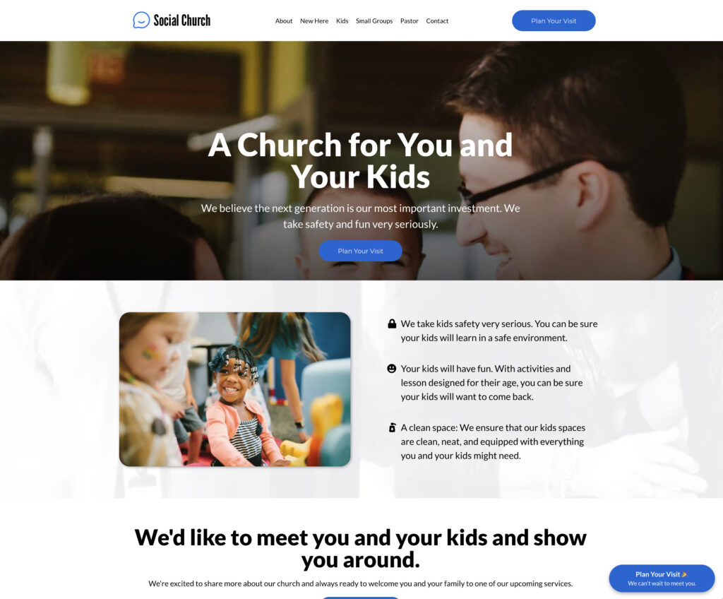 Friendly children’s church activities promoting safety and fun for kids and families.