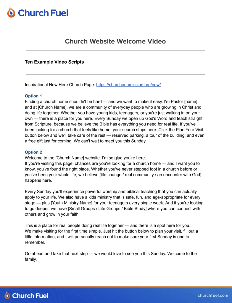Church Fuel logo for church website welcome video.