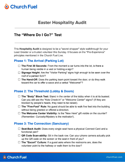 Church Fuel Hospitality Guide for Visitors and Hosts.
