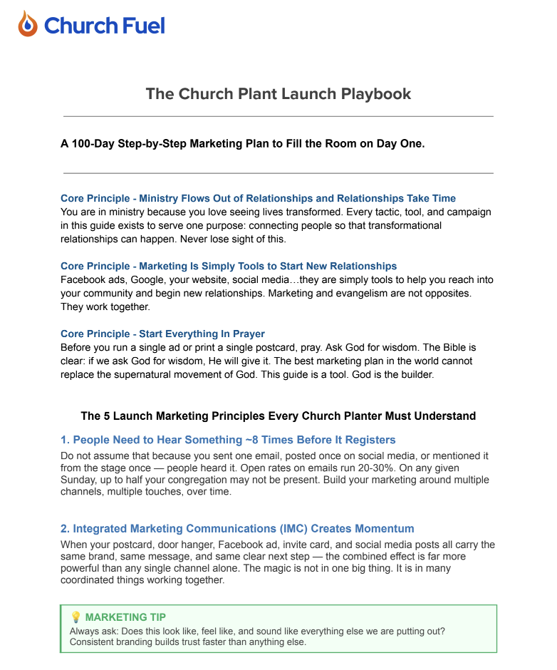 A 100-Day Marketing Plan for Church Plant Success.